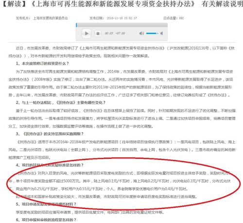 上海個(gè)人分布式光伏電站補(bǔ)貼0.4元/千瓦時(shí) 最高補(bǔ)貼0.55元/千瓦時(shí)