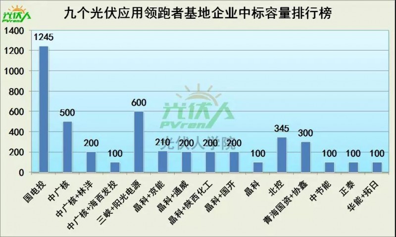 4.5GW光伏領跑基地中標企業(yè)排行榜