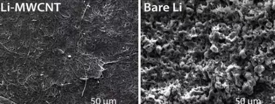 碳納米管薄膜修飾 固態(tài)鋰電池電量提升3~5倍